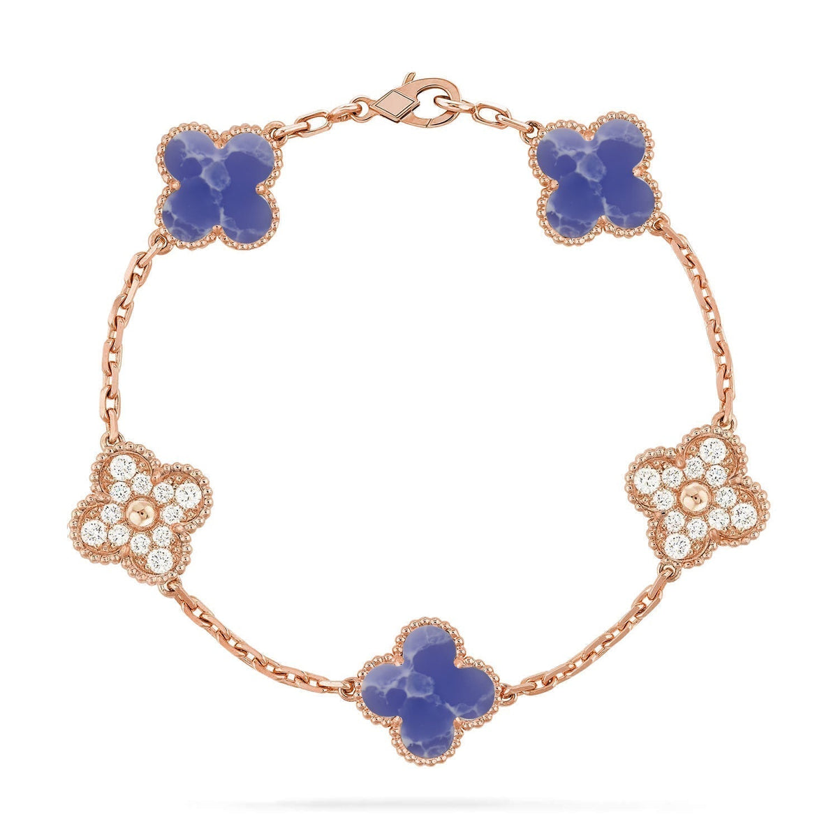 [Super CiCi ]KOLLEKTION CLOVER ARMBAND MIT 5 MOTIVEN UND BLAUEN ADERN