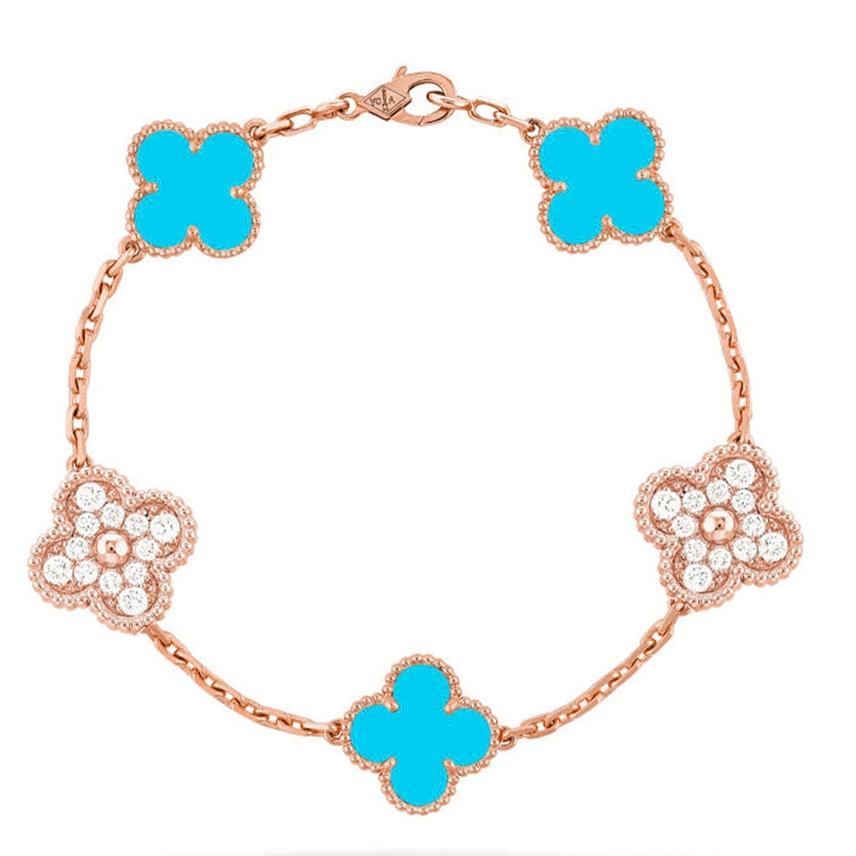 [Super CiCi ] CLOVER 5-MOTIV-ARMBAND KOLLEKTION TÜRKIS