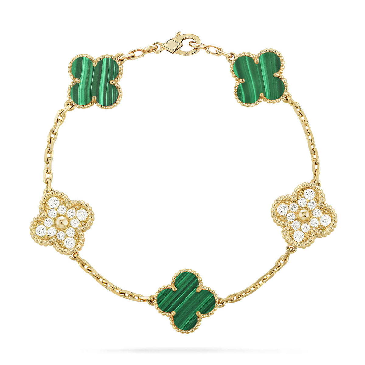 [Super CiCi ] CLOVER 5-MOTIV ARMBAND KOLLEKTION MALACHIT