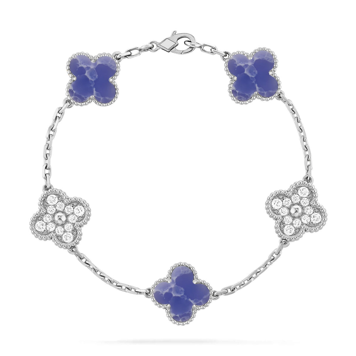 [Super CiCi ]KOLLEKTION CLOVER ARMBAND MIT 5 MOTIVEN UND BLAUEN ADERN