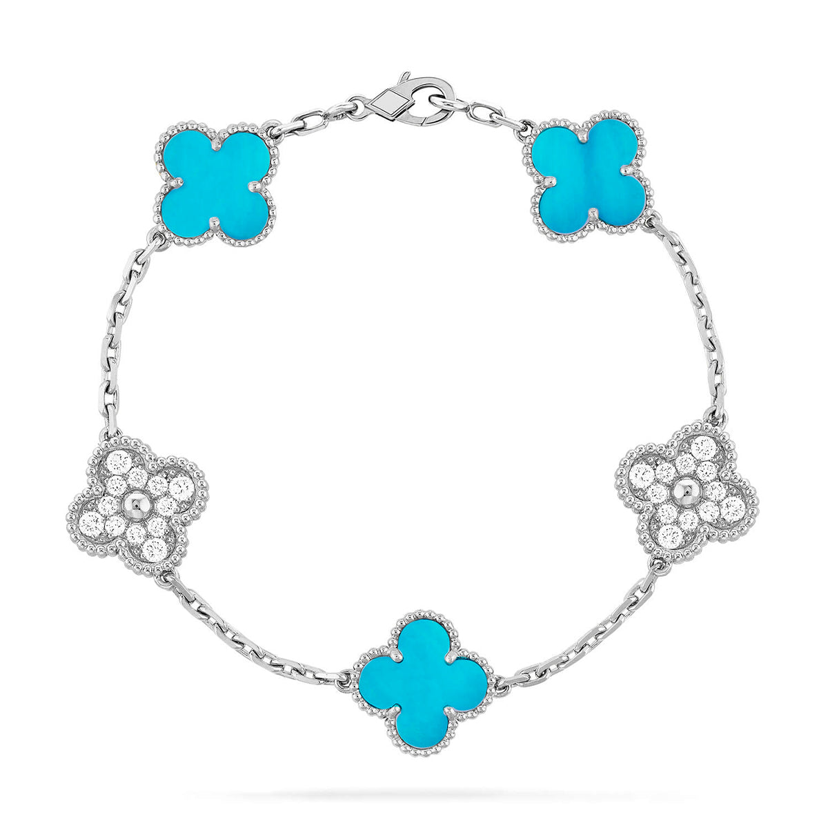 [Super CiCi ] CLOVER 5-MOTIV-ARMBAND KOLLEKTION TÜRKIS