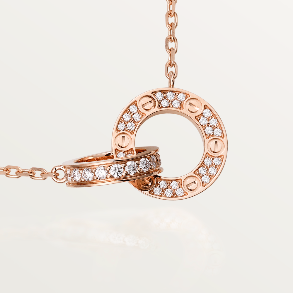 [Super CiCi ]LIEBE 7,6 MM HALSKETTE ROSÉGOLD UND SILBER VOLLDIAMANT
