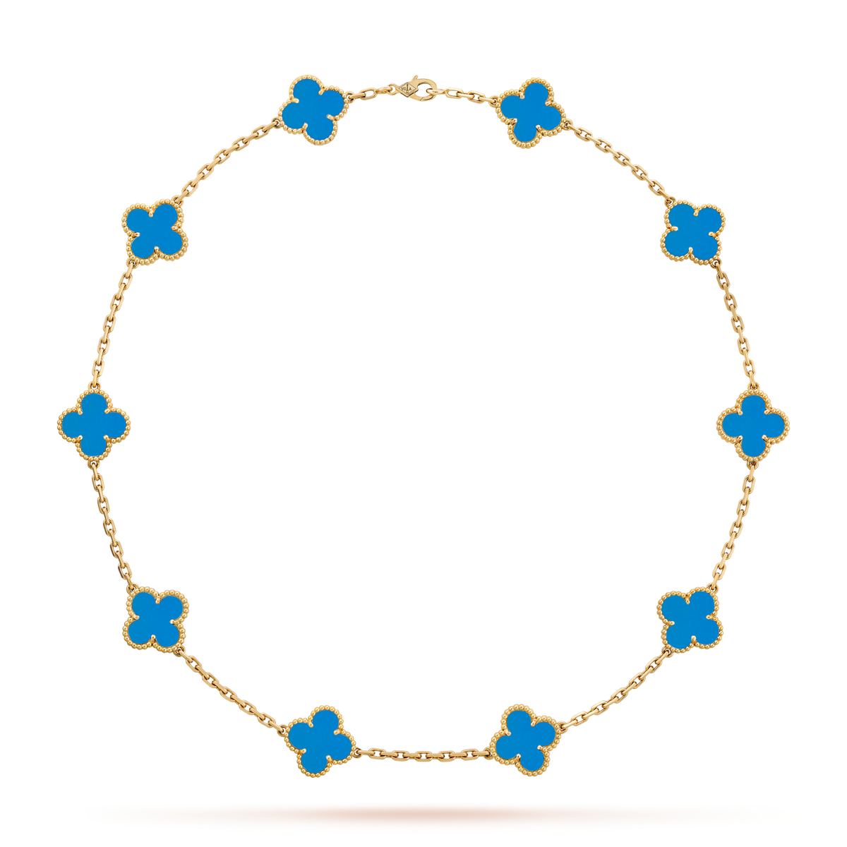 [Super CiCi ]CLOVER HALSKETTE MIT 10 MOTIVEN UND BLAUEM ACHAT