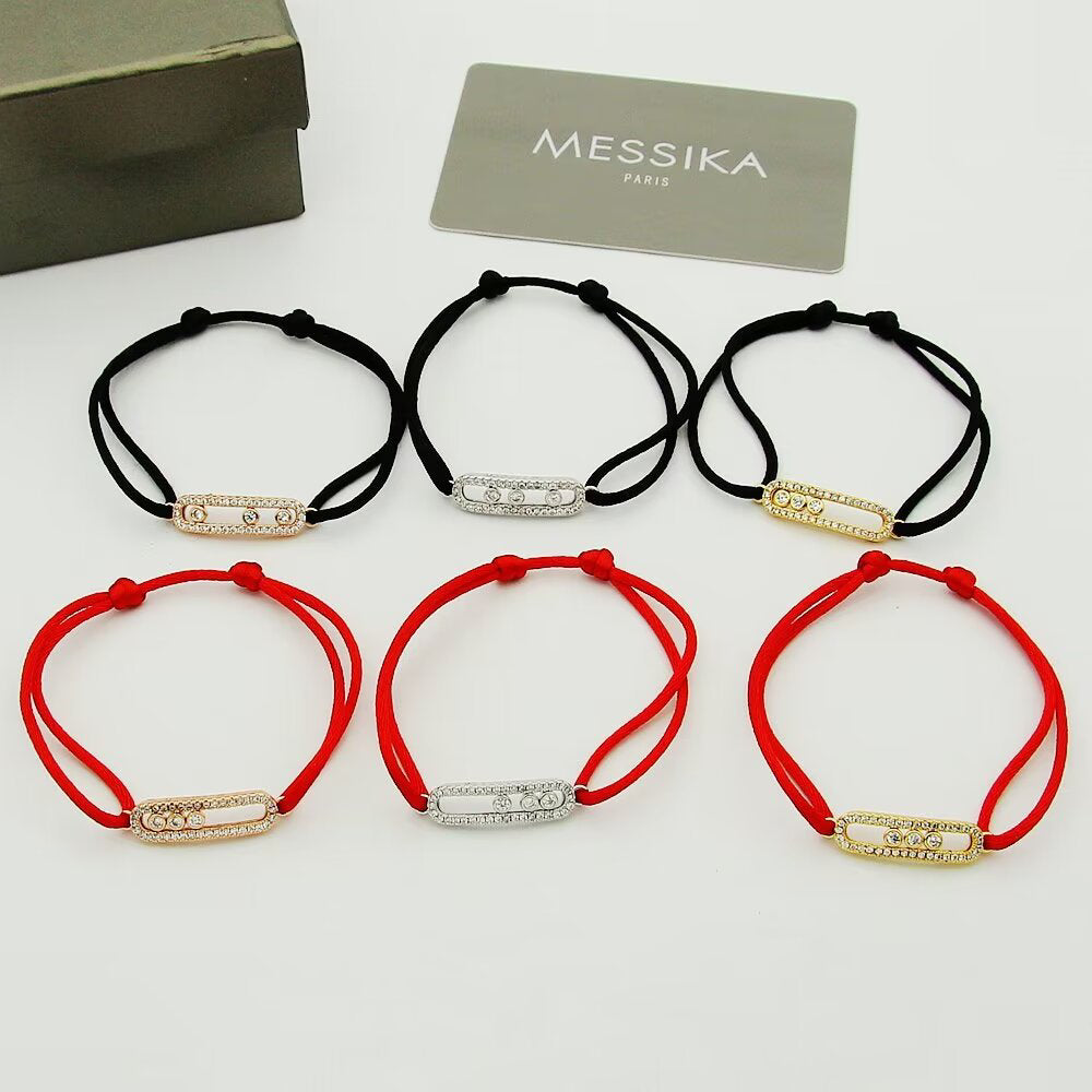[Super CiCi]Messika Care(s) Armband mit rosa Kordel und Pavé-Diamanten