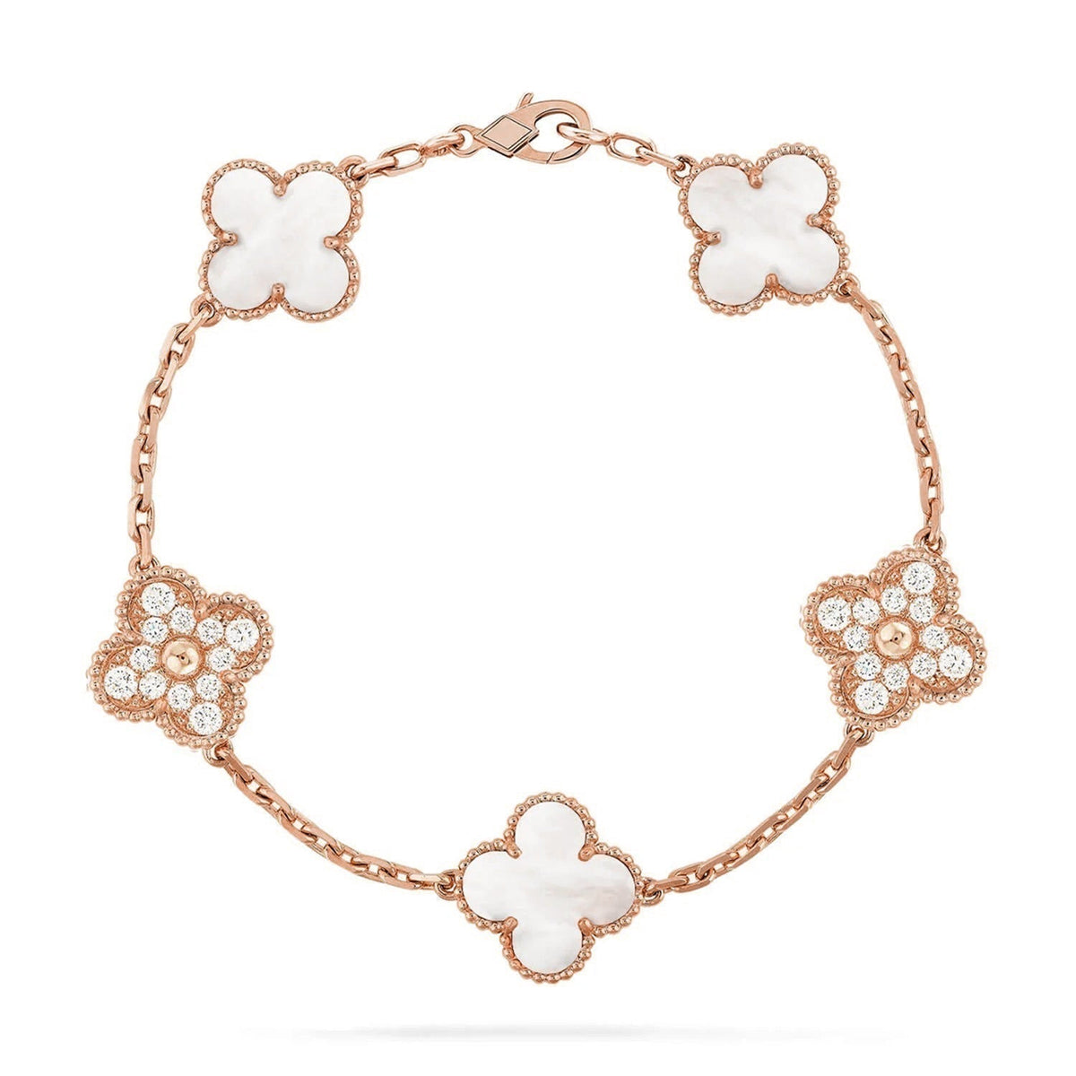 [Super CiCi ]CLOVER WEISSE PERLMUTT 5 MOTIV ARMBAND KOLLEKTION