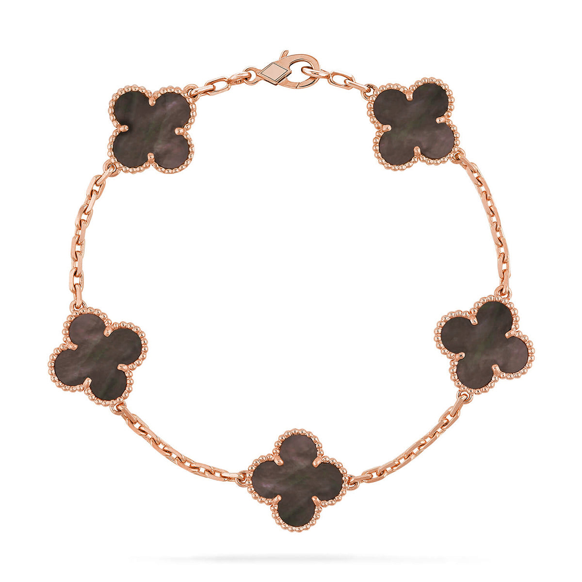 [Super CiCi ] CLOVER 5 MOTIF ARMBAND KOLLEKTION GRAUES PERLMUTT