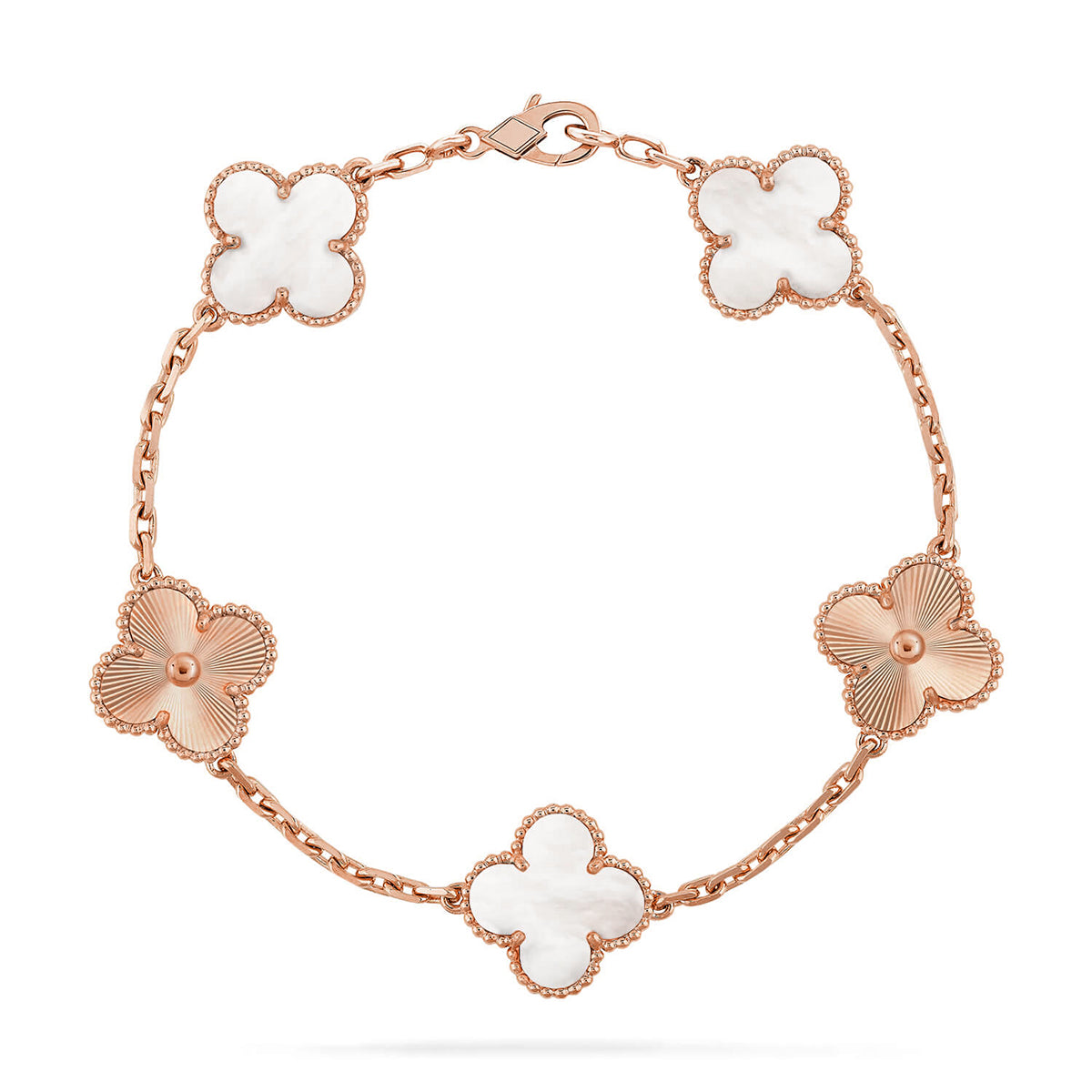 [Super CiCi ]CLOVER WEISSE PERLMUTT 5 MOTIV ARMBAND KOLLEKTION
