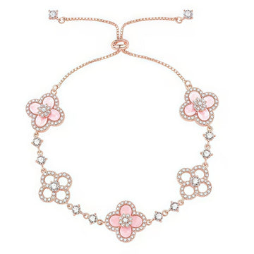 [Super CiCi ]CLOVER 5 MOTIF PINK BLUE RED WHITE BRACELET