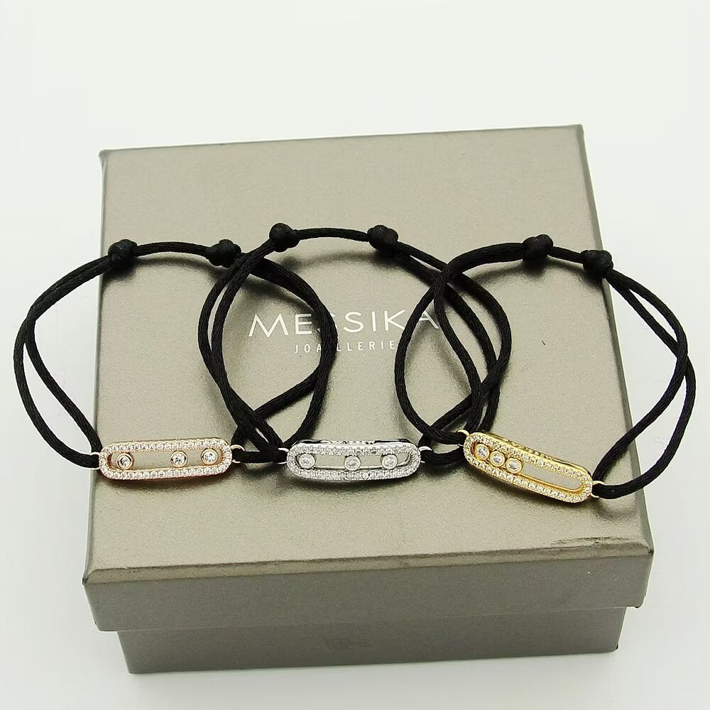 [Super CiCi]Messika Care(s) Armband mit rosa Kordel und Pavé-Diamanten