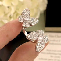 [Bieber Jewelry ]TWIN SILVER BUTTERFLY DIAMOND RING