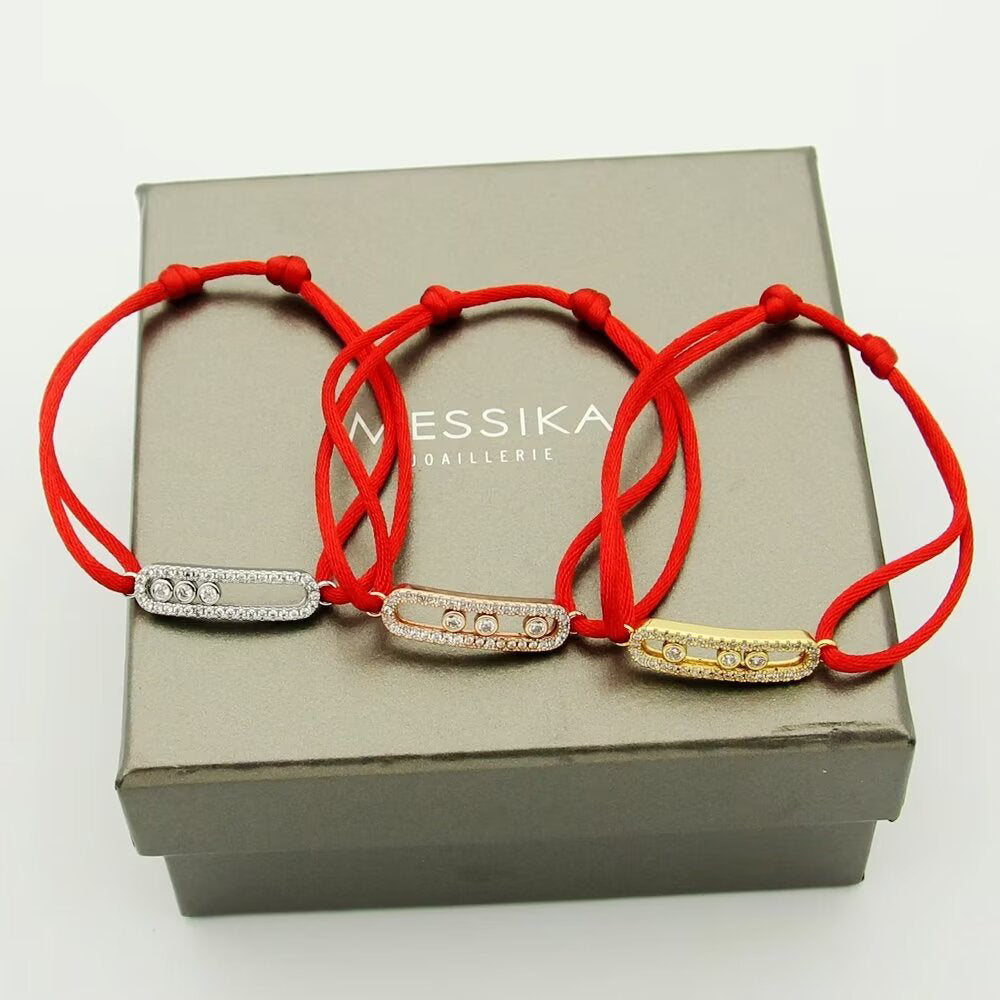 [Super CiCi]Messika Care(s) Armband mit rosa Kordel und Pavé-Diamanten