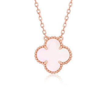 [Super CiCi] CLOVER 15MM ROSA PERLMUTT EINZELBLUMEN-HALSKETTE