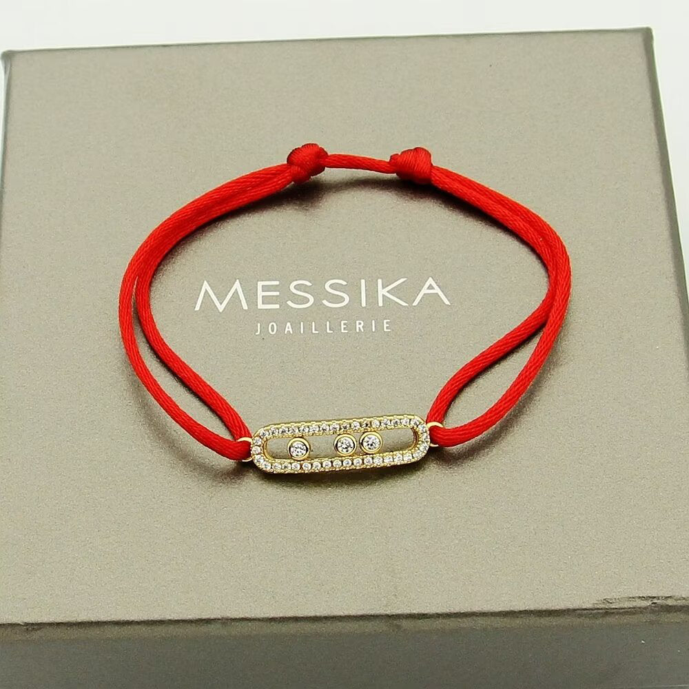 [Super CiCi]Messika Care(s) Armband mit rosa Kordel und Pavé-Diamanten