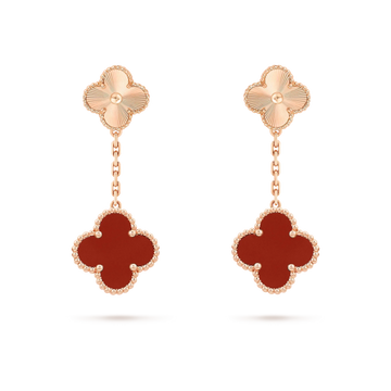 [Super CiCi ]CLOVER 2 MOTIF  LASER CARNELIAN EARRINGS