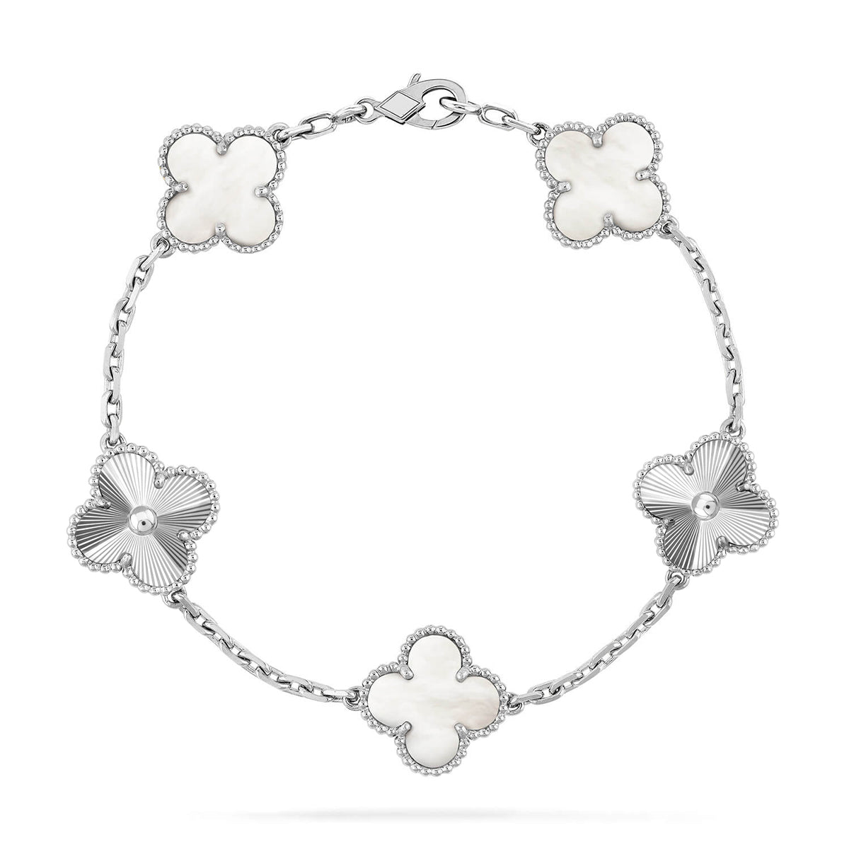 [Super CiCi ]CLOVER WEISSE PERLMUTT 5 MOTIV ARMBAND KOLLEKTION