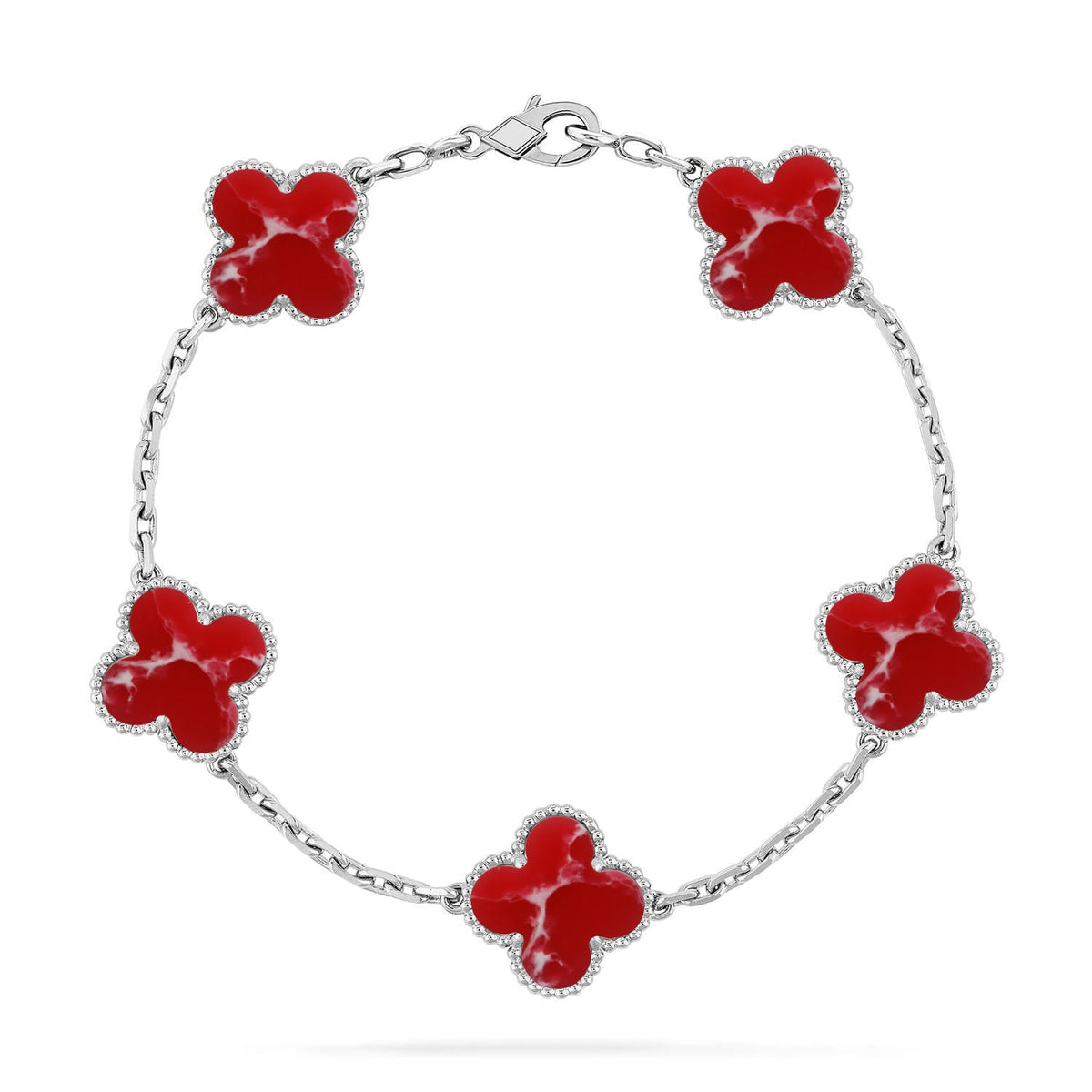 [Super CiCi ]CLOVER 5 MOTIF RED PATTERN BRACELET COLLECTION
