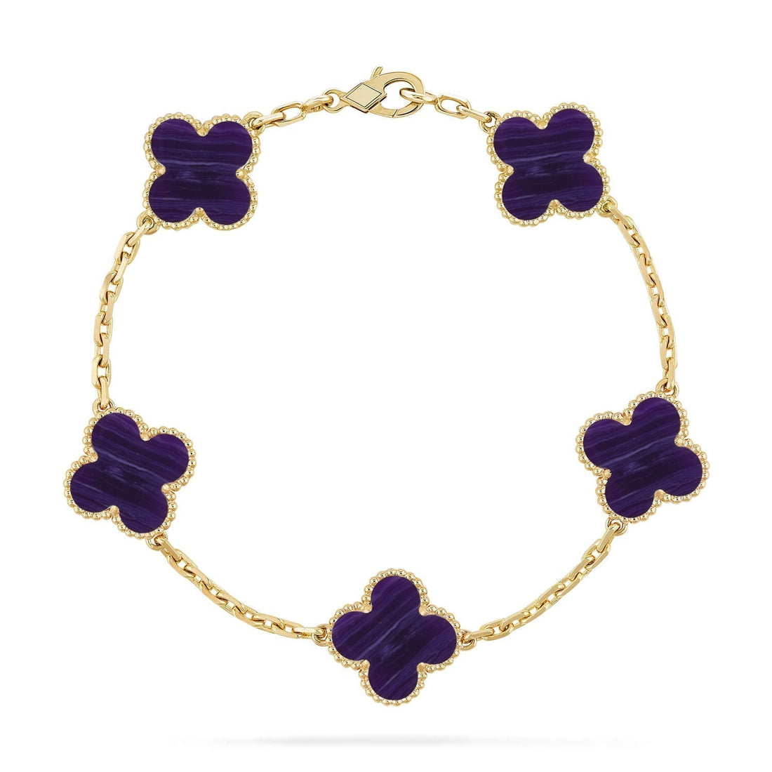 [Super CiCi ]KOLLEKTION CLOVER ARMBAND MIT 5 MOTIVEN LILA STREIFEN