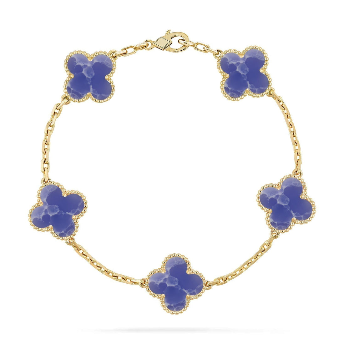 [Super CiCi ]KOLLEKTION CLOVER ARMBAND MIT 5 MOTIVEN UND BLAUEN ADERN
