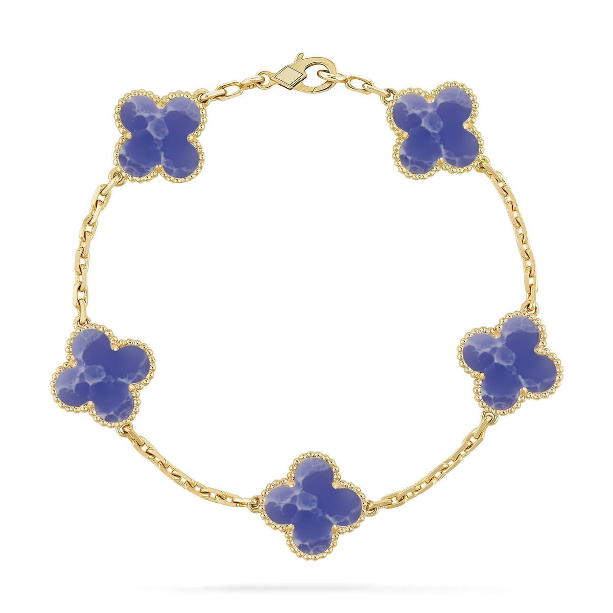 [Super CiCi ]KOLLEKTION CLOVER ARMBAND MIT 5 MOTIVEN UND BLAUEN ADERN