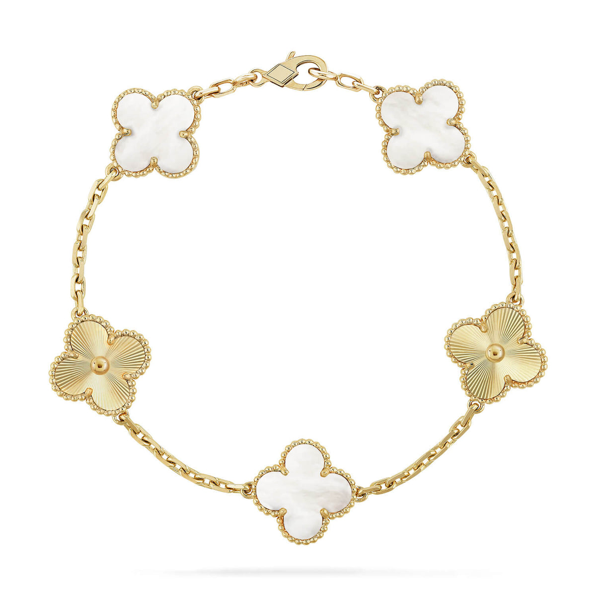 [Super CiCi ]CLOVER WEISSE PERLMUTT 5 MOTIV ARMBAND KOLLEKTION