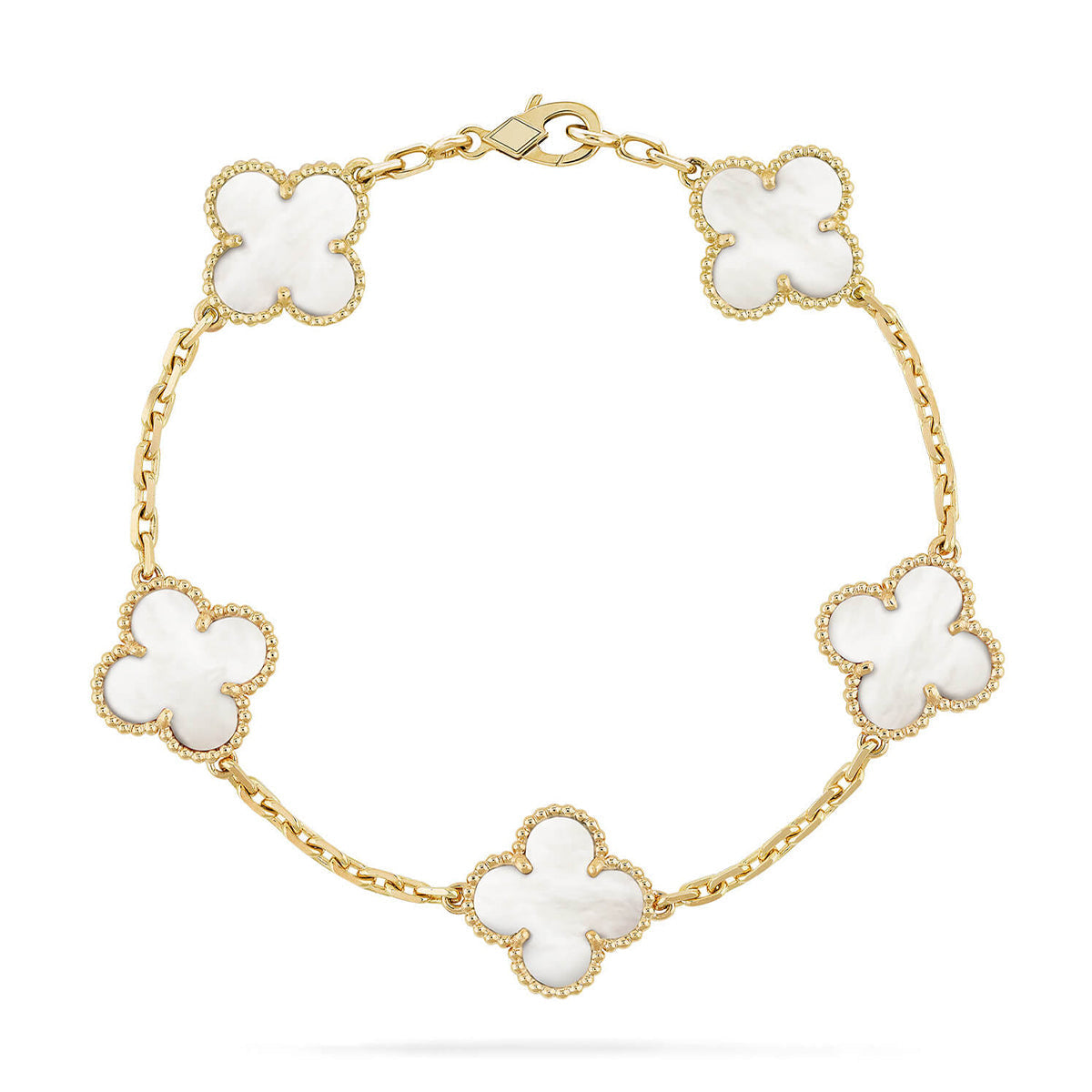 [Super CiCi ]CLOVER WEISSE PERLMUTT 5 MOTIV ARMBAND KOLLEKTION