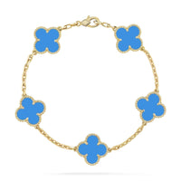 [Bieber Jewelry ]CLOVER 5 MOTIFS BLUE AGATE BRACELET