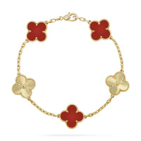 [Bieber Jewelry ]CLOVER  5 MOTIFS CARNELIAN GOLD BRACELET