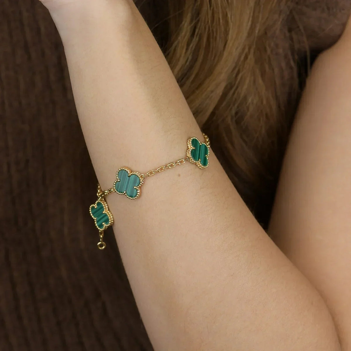 [Super CiCi ] CLOVER 5-MOTIV ARMBAND KOLLEKTION MALACHIT