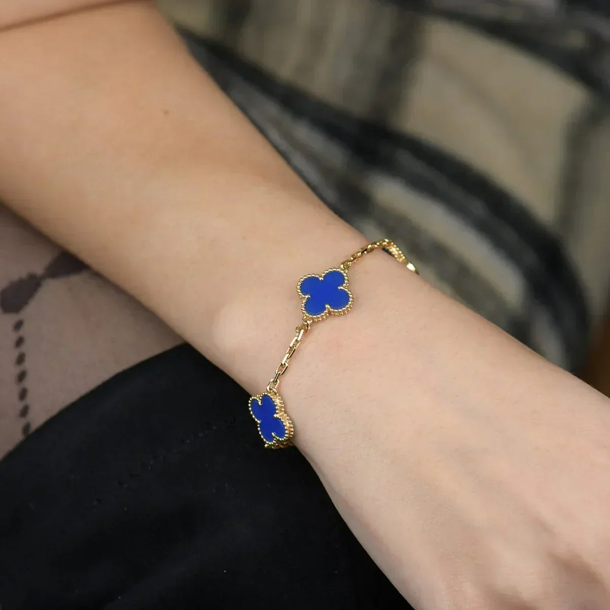 [Super CiCi ] CLOVER 5 MOTIF ARMBAND BLAUER ACHAT KOLLEKTION
