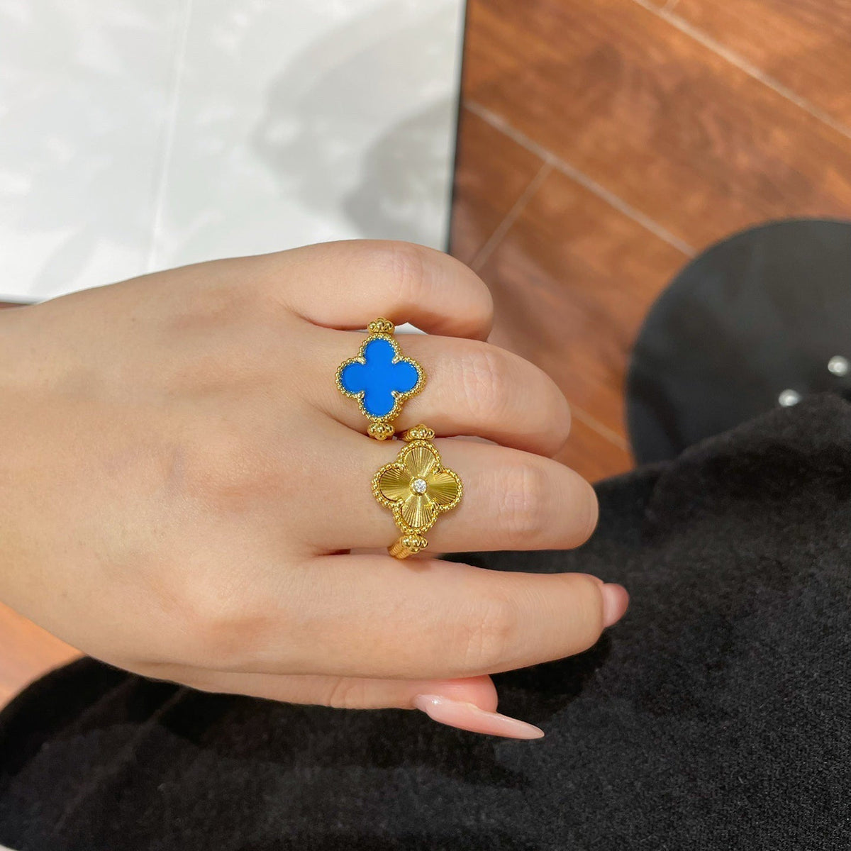 [Super CiCi ]CLOVER WENDE-RING BLAUER ACHAT