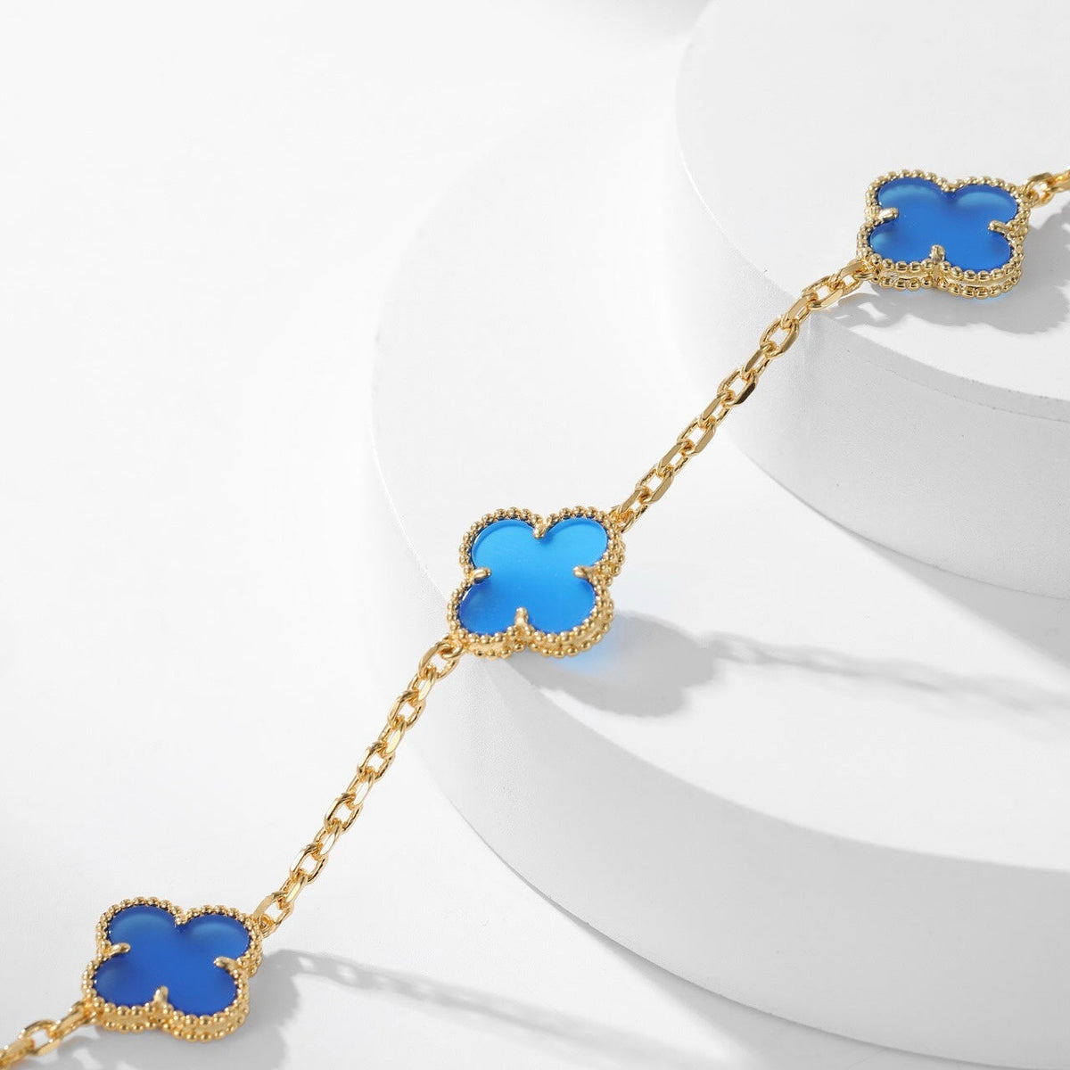 [Super CiCi ]CLOVER HALSKETTE MIT 10 MOTIVEN UND BLAUEM ACHAT