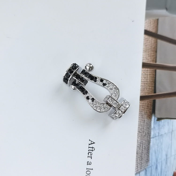[Super CiCi ]FORCE LARGE HORSESHOE BLACK WHITE DIAMOND BRACELET ROSE GOLD