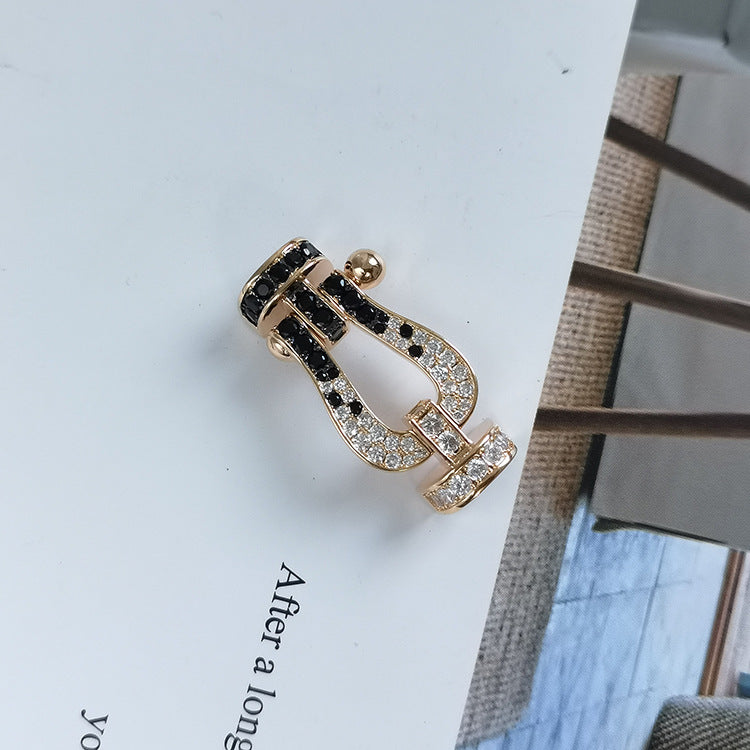 [Super CiCi ]FORCE LARGE HORSESHOE BLACK WHITE DIAMOND BRACELET ROSE GOLD
