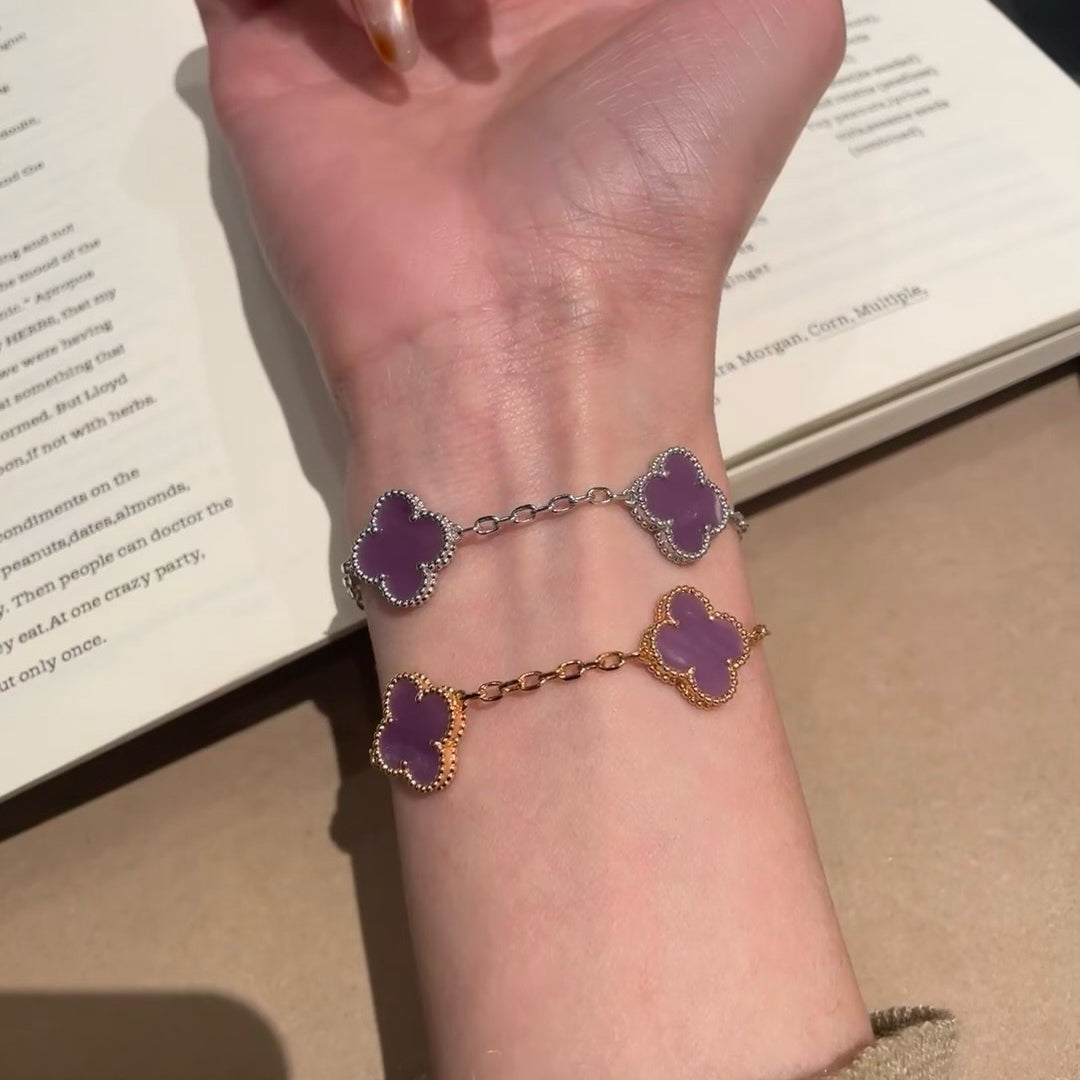 [Super CiCi ]CLOVER  5 MOTIFS  PURPLE VIOLET BRACELET
