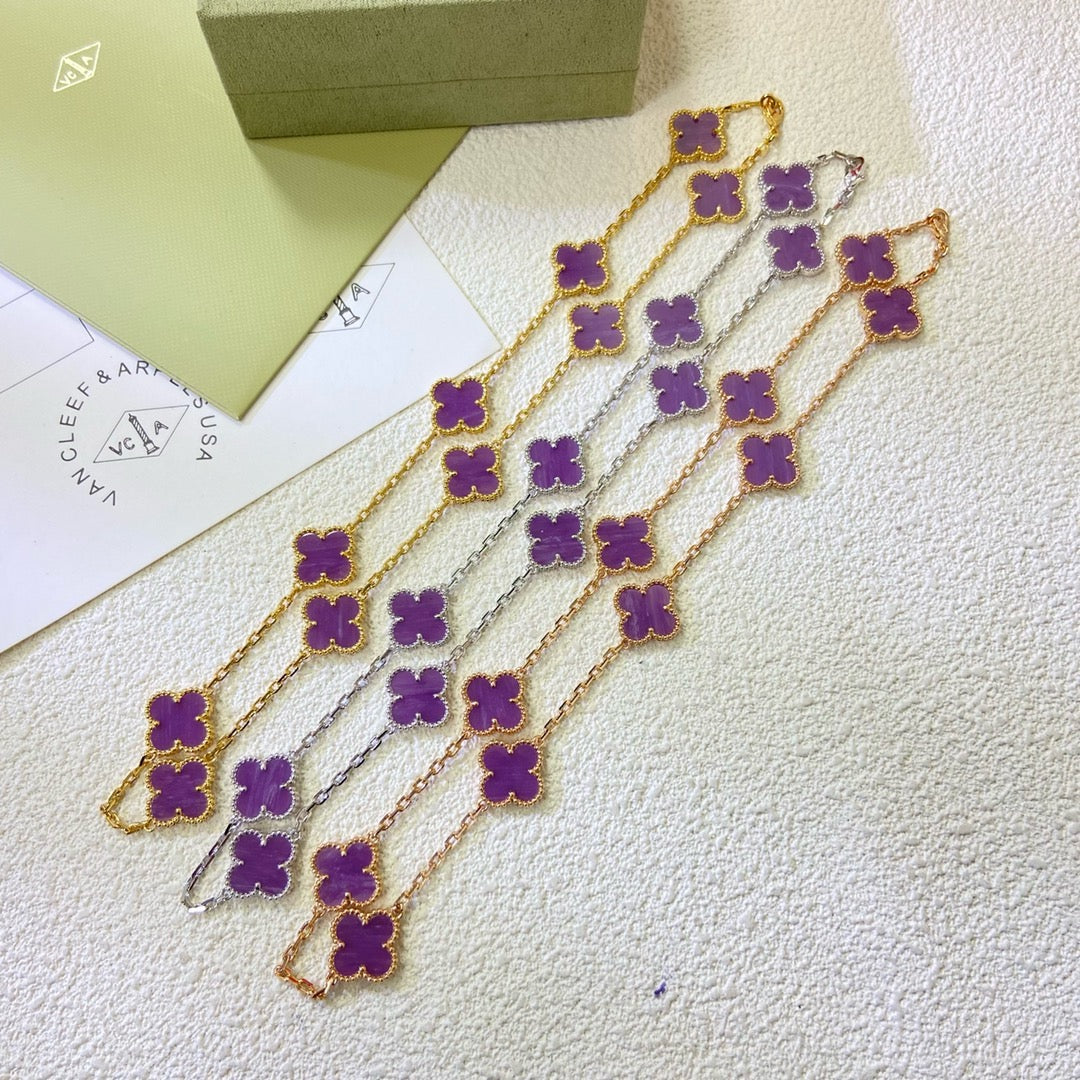 [Super CiCi ]CLOVER HALSKETTE MIT 10 MOTIVEN VIOLETT