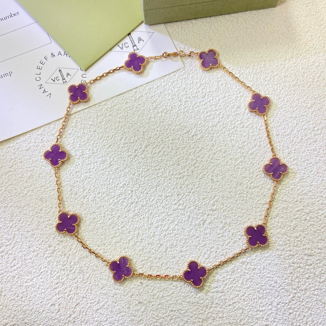[Super CiCi ]CLOVER HALSKETTE MIT 10 MOTIVEN VIOLETT