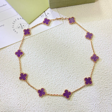 [Super CiCi ]CLOVER HALSKETTE MIT 10 MOTIVEN VIOLETT