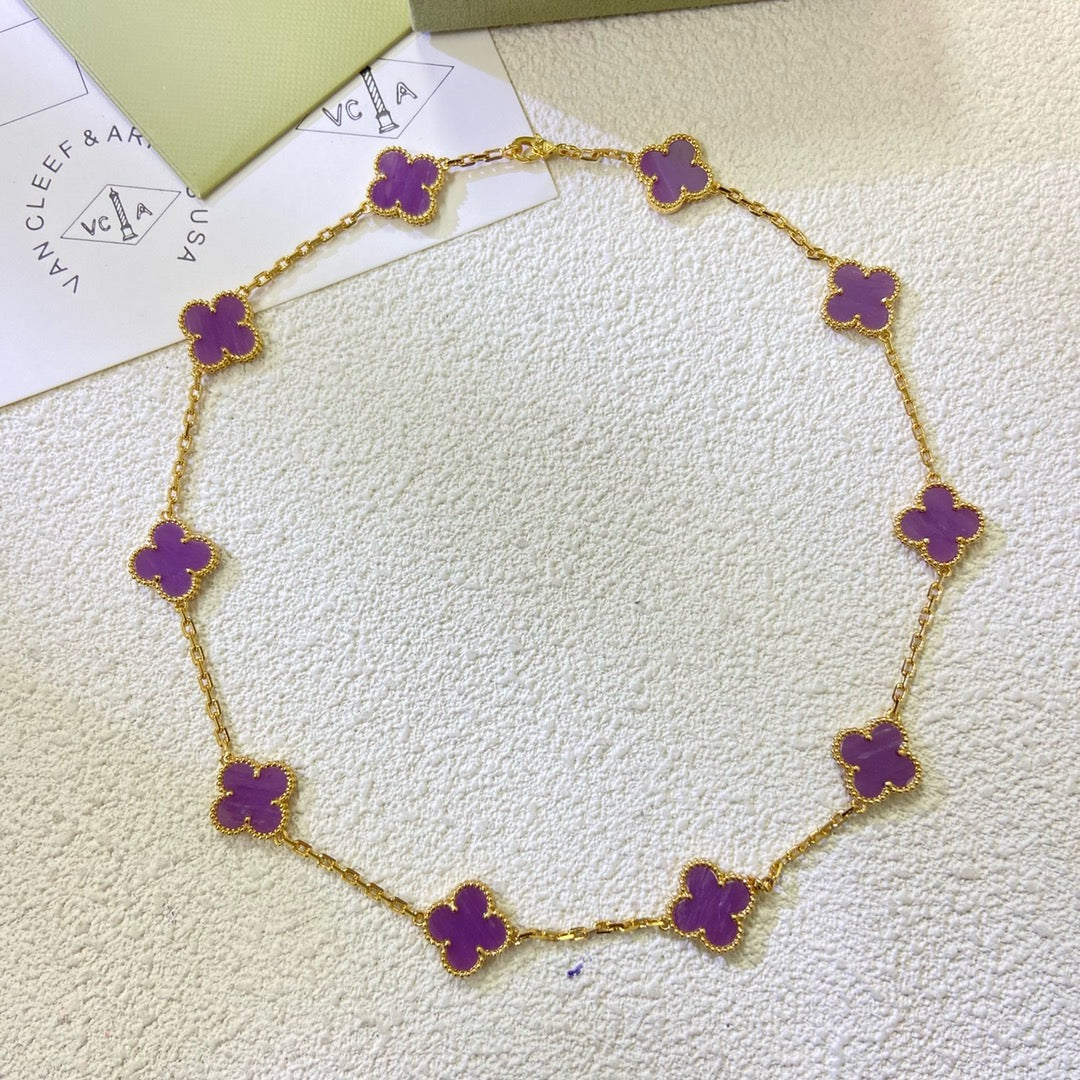 [Super CiCi ]CLOVER HALSKETTE MIT 10 MOTIVEN VIOLETT
