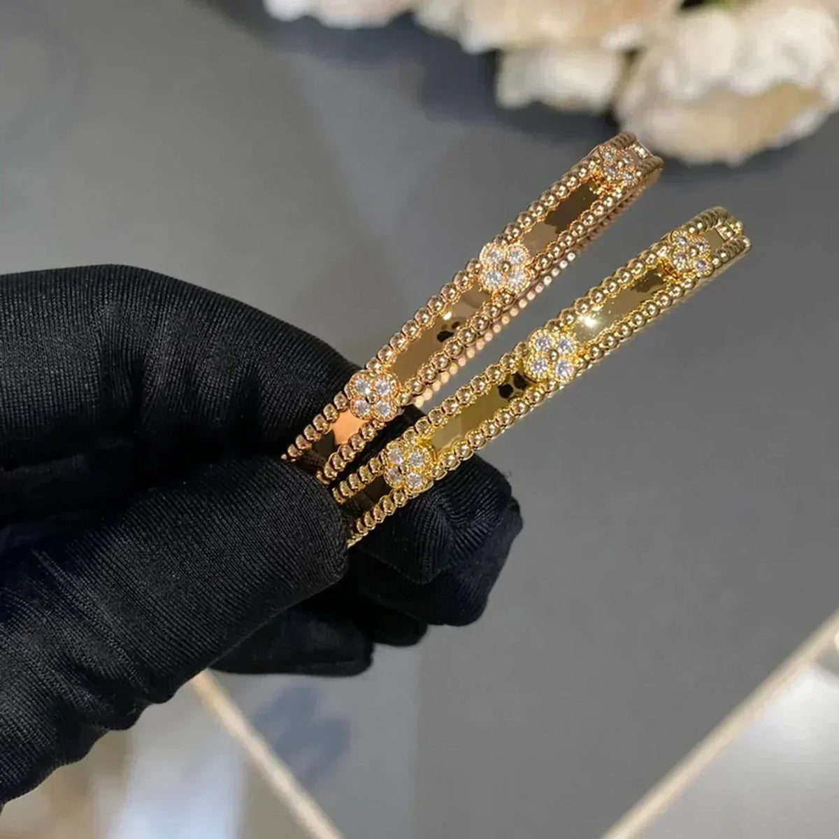 [Super CiCi ]KLEEBATT-ARMBAND 4MM DIAMANTEN
