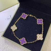 [Bieber Jewelry ]CLOVER  5 MOTIFS  PURPLE VIOLET DIAMOND BRACELET