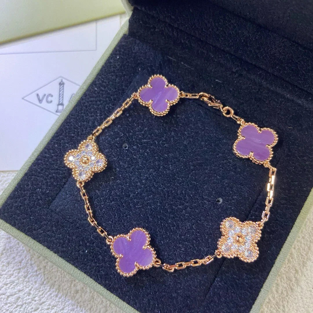 [Super CiCi ] CLOVER 5 MOTIF VIOLET BRACELET COLLECTION