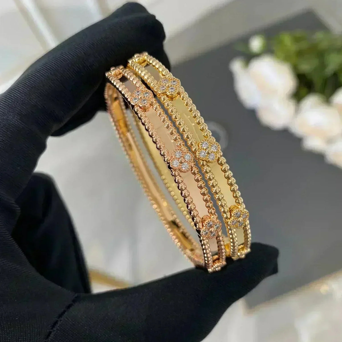 [Super CiCi ]KLEEBATT-ARMBAND 4MM DIAMANTEN