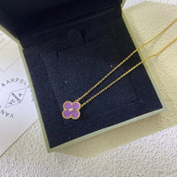 [Bieber Jewelry ]CLOVER 15MM DIAMOND  PURPLE VIOLET NECKLACE
