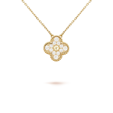 [Super CiCi ]CLOVER 15MM DIAMOND SINGLE FLOWER NECKLACE