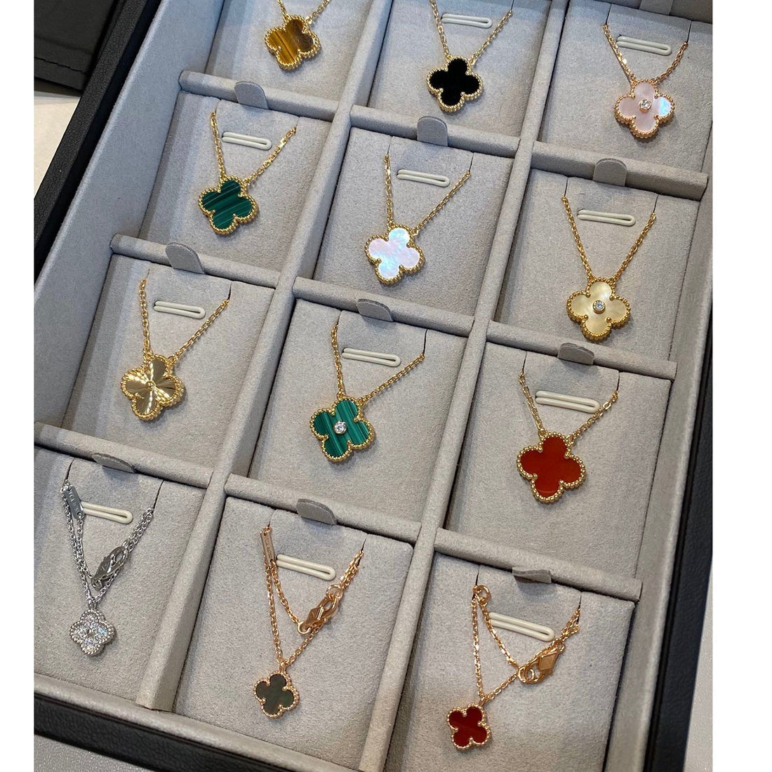 [Super CiCi ]CLOVER 15MM DIAMOND SINGLE FLOWER NECKLACE