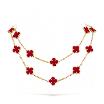 [Super CiCi ]CLOVER 20 MOTIFS CARNELIAN NECKLACE
