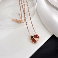 [Bieber Jewelry ]LUCKY  CARNELIANS LADYBUG NECKLACE