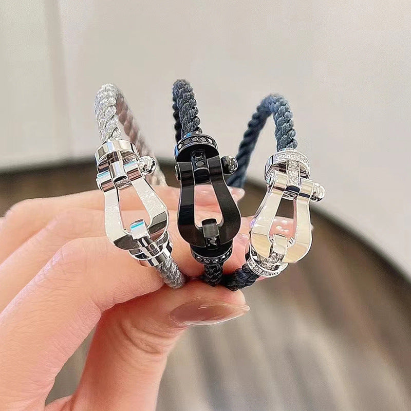 [Super CiCi ]FORCE LARGE HORSESHOE FULL DIAMOND BRACELET ROSE GOLD