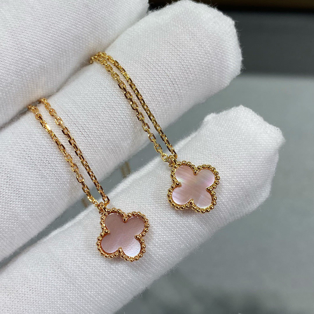 [Super CiCi] CLOVER 15MM ROSA PERLMUTT EINZELBLUMEN-HALSKETTE