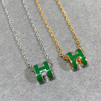 [Bieber Jewelry ]POP H GREEN NECKLACE SILVER AND GOLD